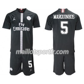 Maillot de Foot Paris Saint Germain Marquinhos 5 Jordan Noir Enfant Troisieme 2018/19